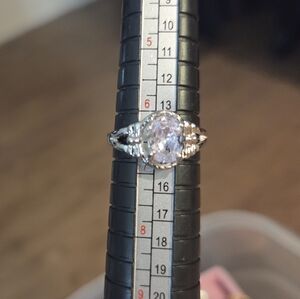 Macy's Silver Ring with Clear Gemstone
